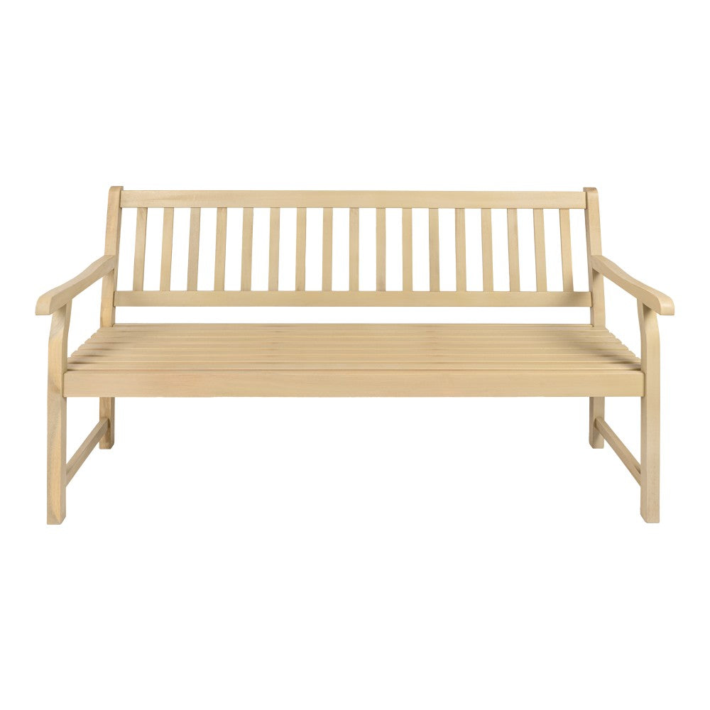 Mischa Slat-Back 600-Lbs Support Acacia Wood Outdoor Garden Patio Bench