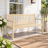 Mischa Slat-Back 600-Lbs Support Acacia Wood Outdoor Garden Patio Bench