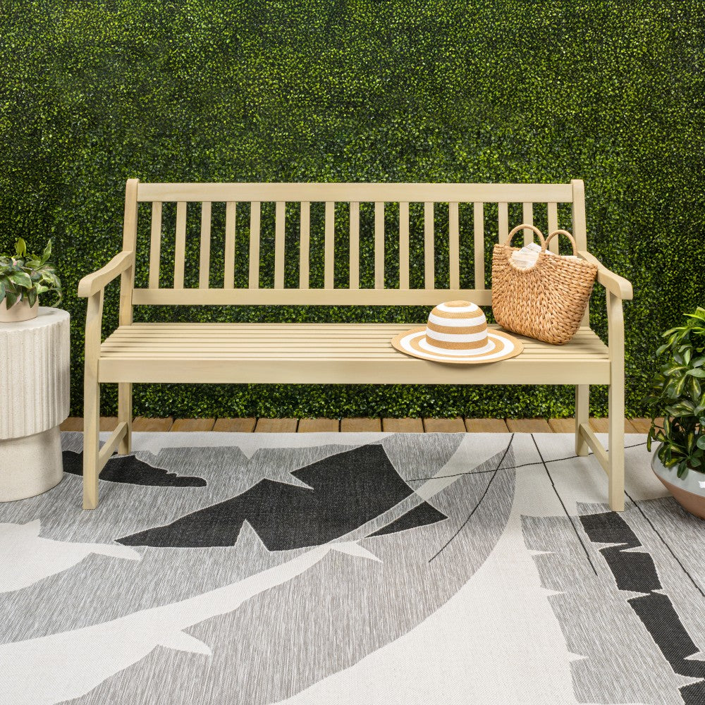 Mischa Slat-Back 600-Lbs Support Acacia Wood Outdoor Garden Patio Bench