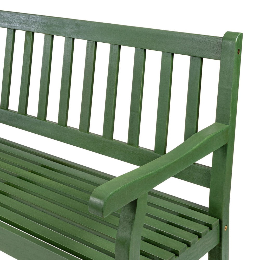 Mischa Slat-Back 600-Lbs Support Acacia Wood Outdoor Garden Patio Bench