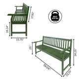 Mischa Slat-Back 600-Lbs Support Acacia Wood Outdoor Garden Patio Bench
