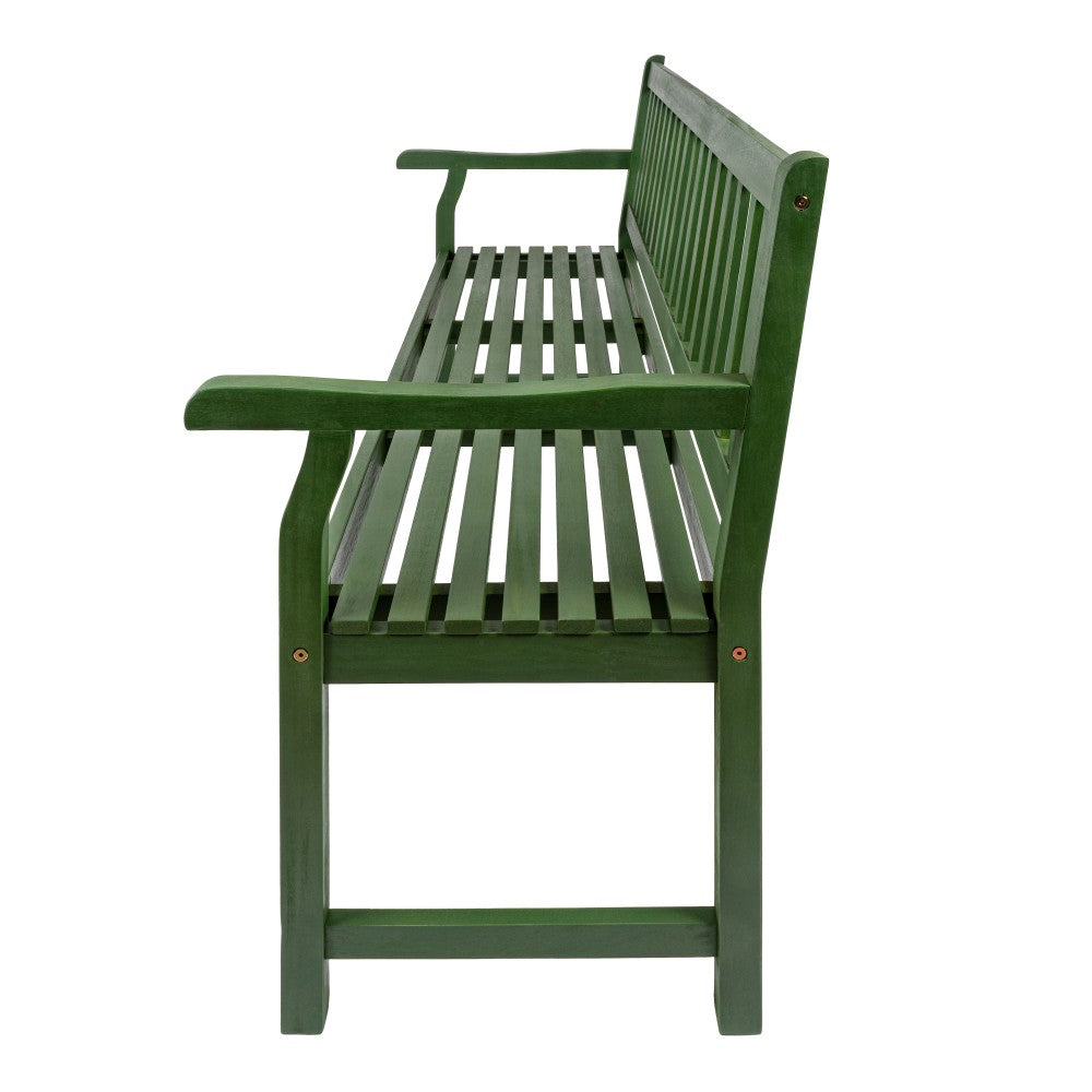 Mischa Slat-Back 600-Lbs Support Acacia Wood Outdoor Garden Patio Bench