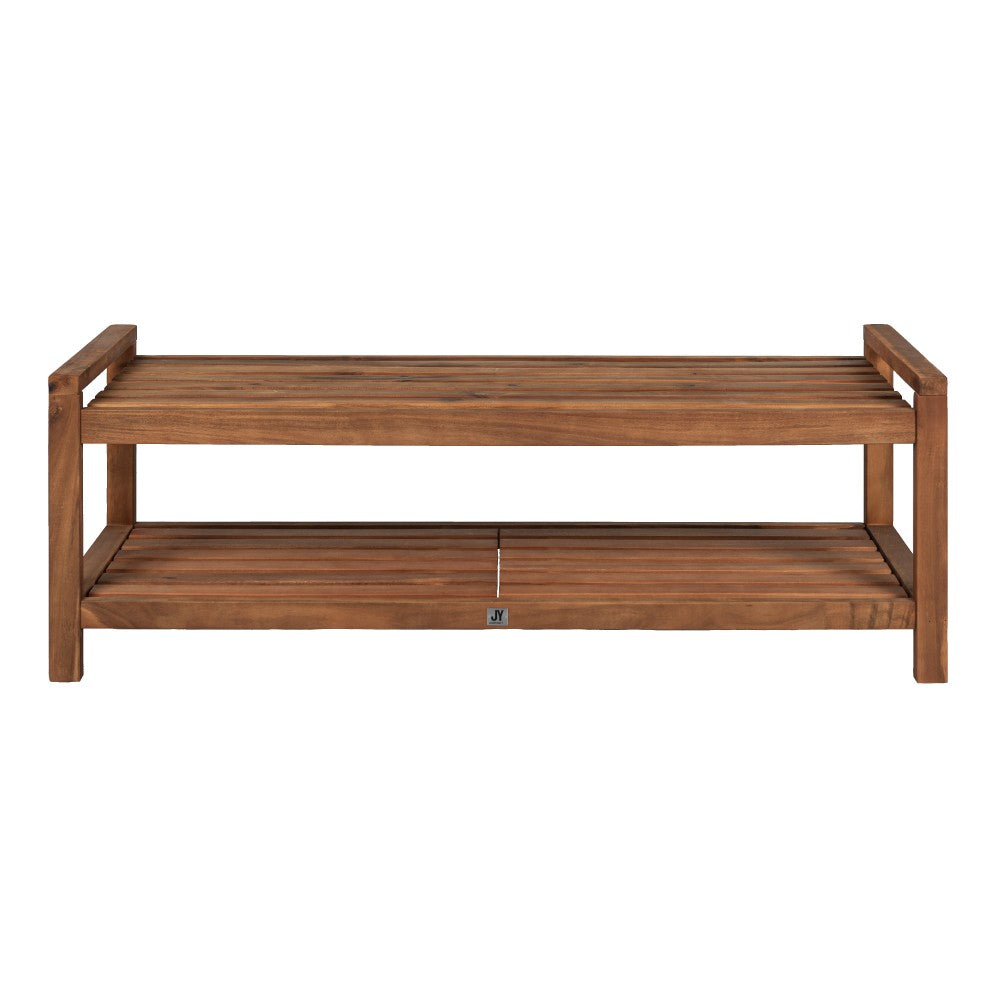 Walker 50.8" 3-Seat Mid-Century Modern 600-Lbs Support Acacia Wood Slat Outdoor Shoe Rack