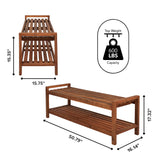 Walker 50.8" 3-Seat Mid-Century Modern 600-Lbs Support Acacia Wood Slat Outdoor Shoe Rack
