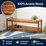 Walker 50.8" 3-Seat Mid-Century Modern 600-Lbs Support Acacia Wood Slat Outdoor Shoe Rack