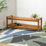 Walker 50.8" 3-Seat Mid-Century Modern 600-Lbs Support Acacia Wood Slat Outdoor Shoe Rack