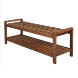 Walker 50.8" 3-Seat Mid-Century Modern 600-Lbs Support Acacia Wood Slat Outdoor Shoe Rack