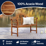 Wally Arched 600-Lbs Support Acacia Wood Outdoor Garden Patio Bench