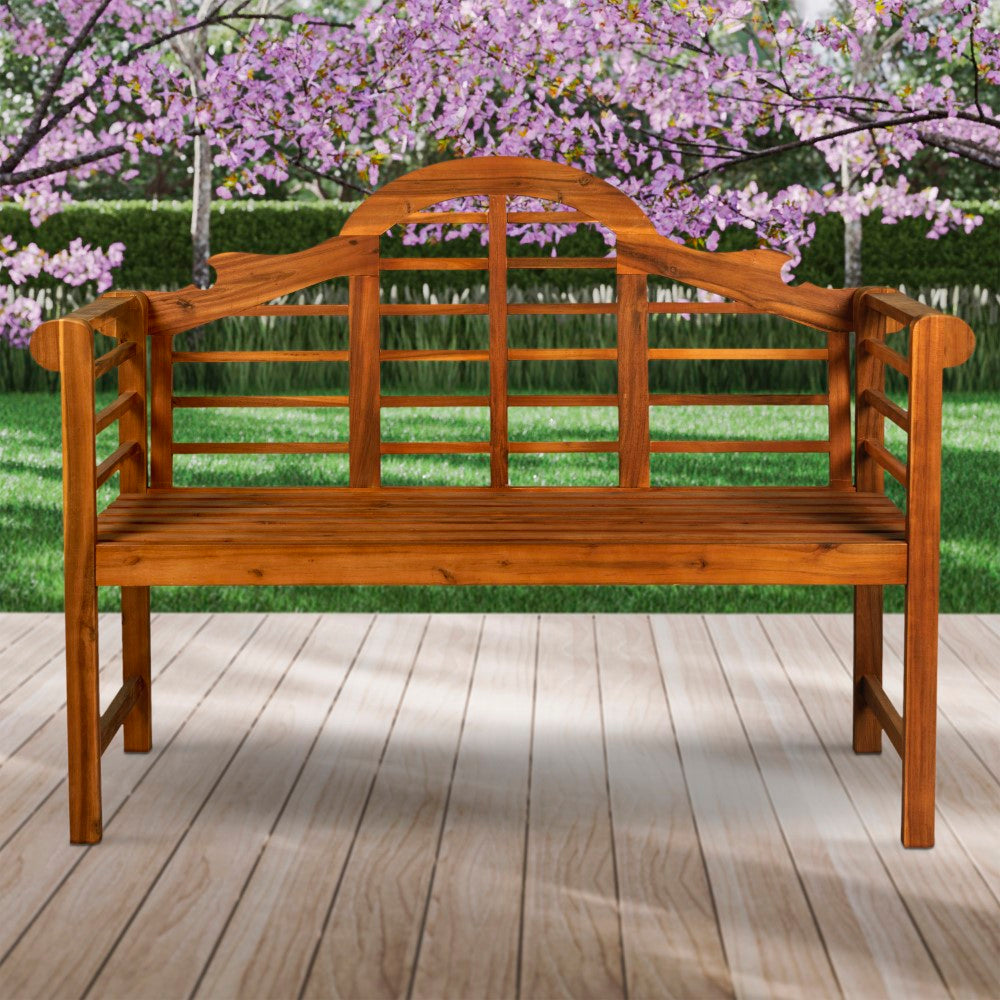 Wally Arched 600-Lbs Support Acacia Wood Outdoor Garden Patio Bench