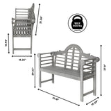 Wally Arched 600-Lbs Support Acacia Wood Outdoor Garden Patio Bench