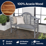 Wally Arched 600-Lbs Support Acacia Wood Outdoor Garden Patio Bench