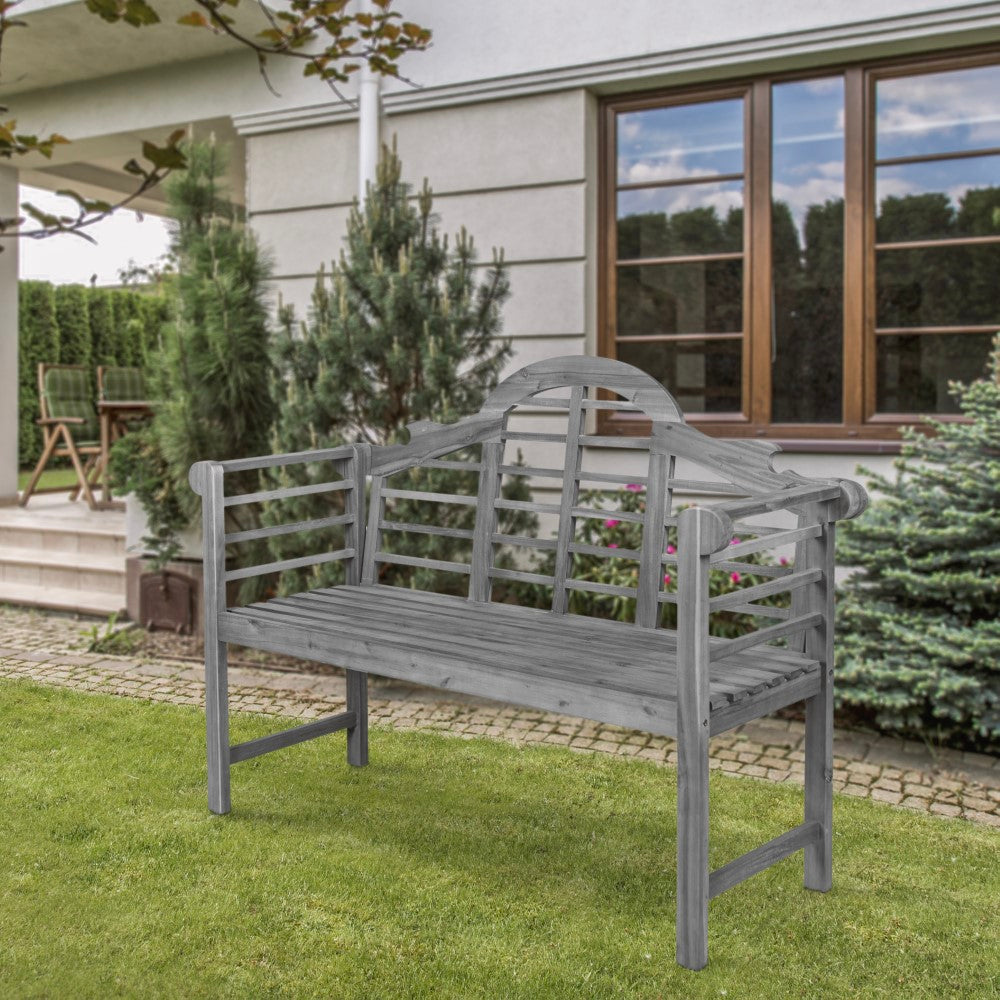 Wally Arched 600-Lbs Support Acacia Wood Outdoor Garden Patio Bench