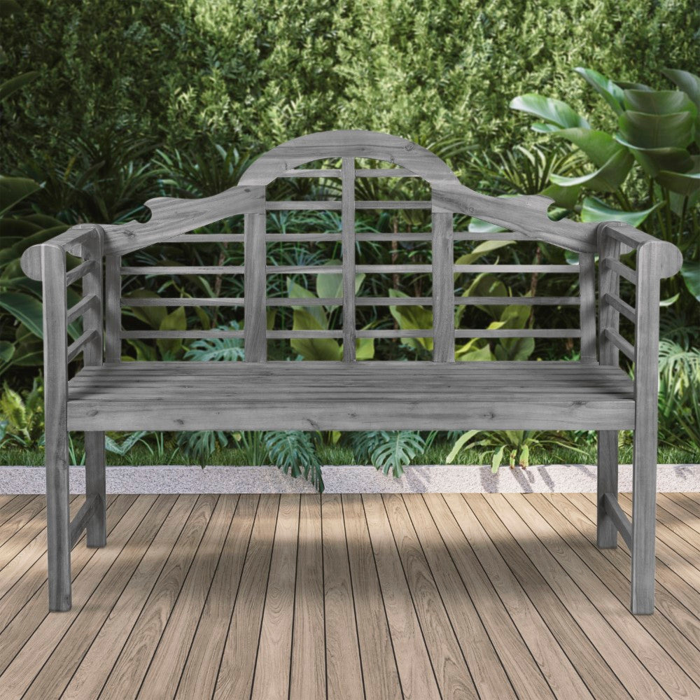 Wally Arched 600-Lbs Support Acacia Wood Outdoor Garden Patio Bench