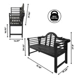 Wally Arched 600-Lbs Support Acacia Wood Outdoor Garden Patio Bench