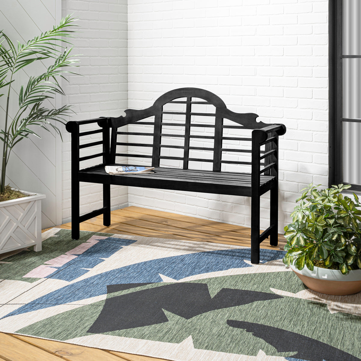 Wally Arched 600-Lbs Support Acacia Wood Outdoor Garden Patio Bench