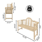 Wally Arched 600-Lbs Support Acacia Wood Outdoor Garden Patio Bench