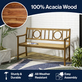 Gia Circle-Back 600-Lbs Support Acacia Wood Outdoor Garden Patio Bench