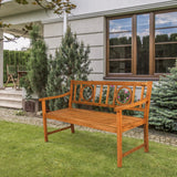 Gia Circle-Back 600-Lbs Support Acacia Wood Outdoor Garden Patio Bench