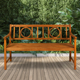 Gia Circle-Back 600-Lbs Support Acacia Wood Outdoor Garden Patio Bench