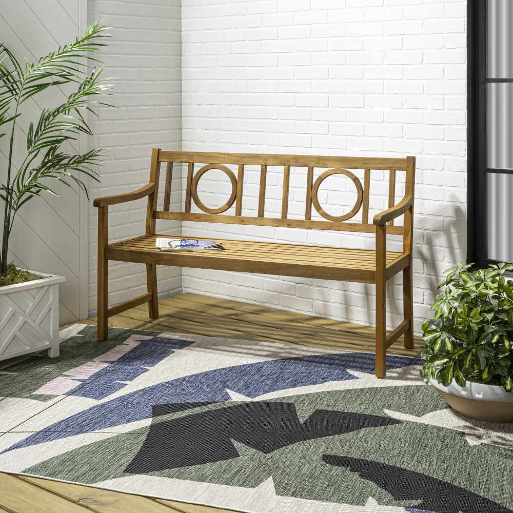 Gia Circle-Back 600-Lbs Support Acacia Wood Outdoor Garden Patio Bench