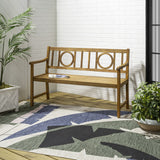 Gia Circle-Back 600-Lbs Support Acacia Wood Outdoor Garden Patio Bench