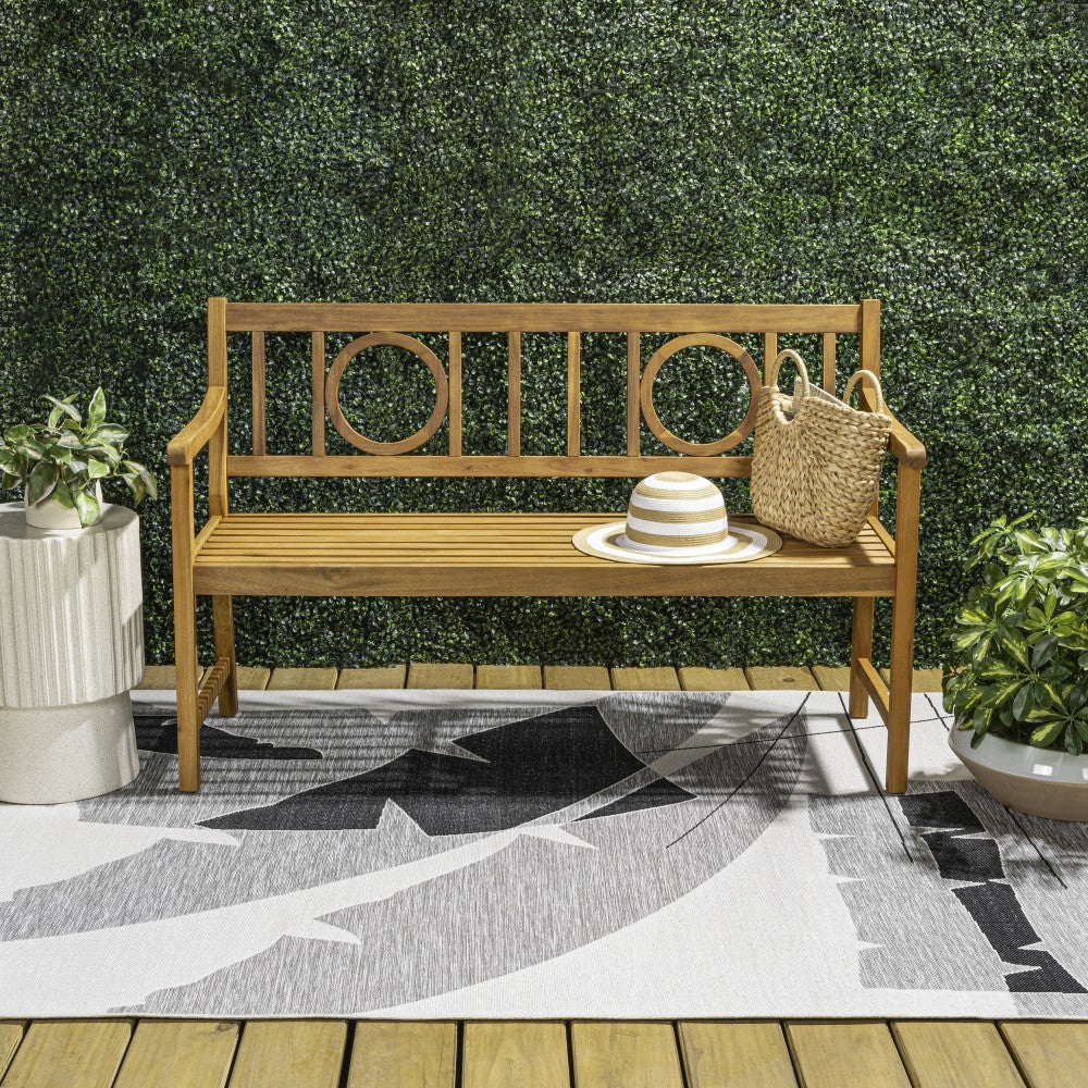 Gia Circle-Back 600-Lbs Support Acacia Wood Outdoor Garden Patio Bench