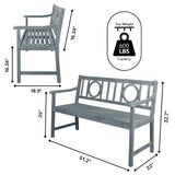 Gia Circle-Back 600-Lbs Support Acacia Wood Outdoor Garden Patio Bench