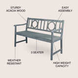 Gia Circle-Back 600-Lbs Support Acacia Wood Outdoor Garden Patio Bench