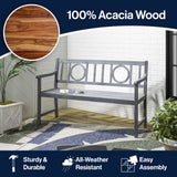 Gia Circle-Back 600-Lbs Support Acacia Wood Outdoor Garden Patio Bench