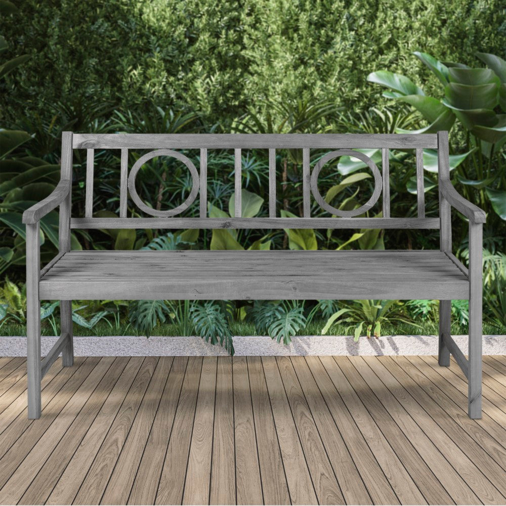 Gia Circle-Back 600-Lbs Support Acacia Wood Outdoor Garden Patio Bench