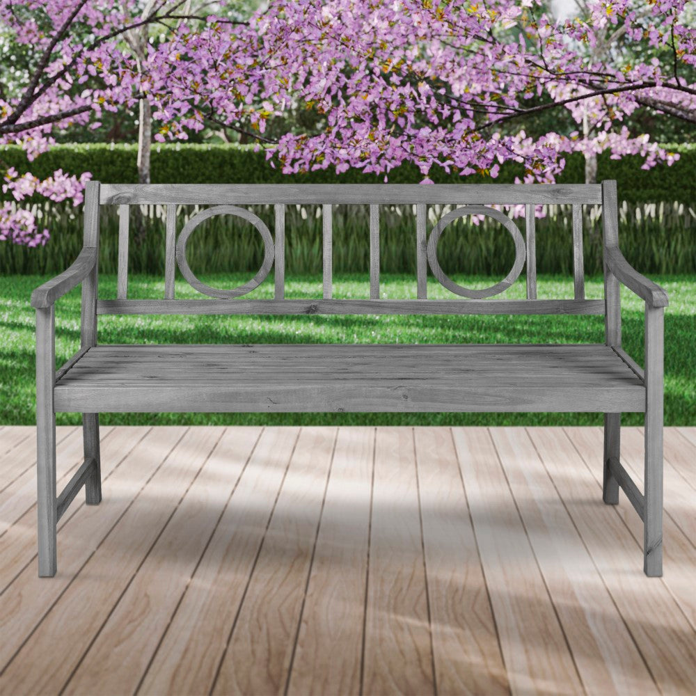 Gia Circle-Back 600-Lbs Support Acacia Wood Outdoor Garden Patio Bench