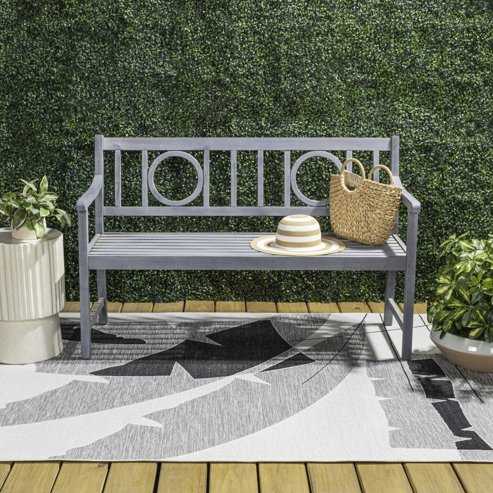 Gia Circle-Back 600-Lbs Support Acacia Wood Outdoor Garden Patio Bench