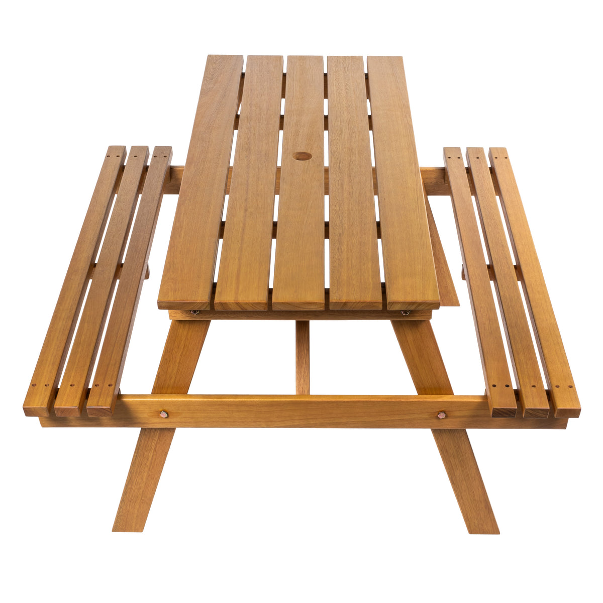 Giantex 59" Modern Classic Outdoor Wood Picnic Table Benches with Umbrella Hole