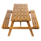 Giantex 59" Modern Classic Outdoor Wood Picnic Table Benches with Umbrella Hole
