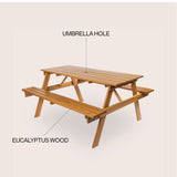 Giantex 59" Modern Classic Outdoor Wood Picnic Table Benches with Umbrella Hole