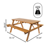 Giantex 59" Modern Classic Outdoor Wood Picnic Table Benches with Umbrella Hole