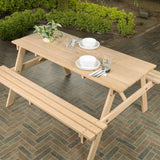 Giantex 59" Modern Classic Outdoor Wood Picnic Table Benches with Umbrella Hole