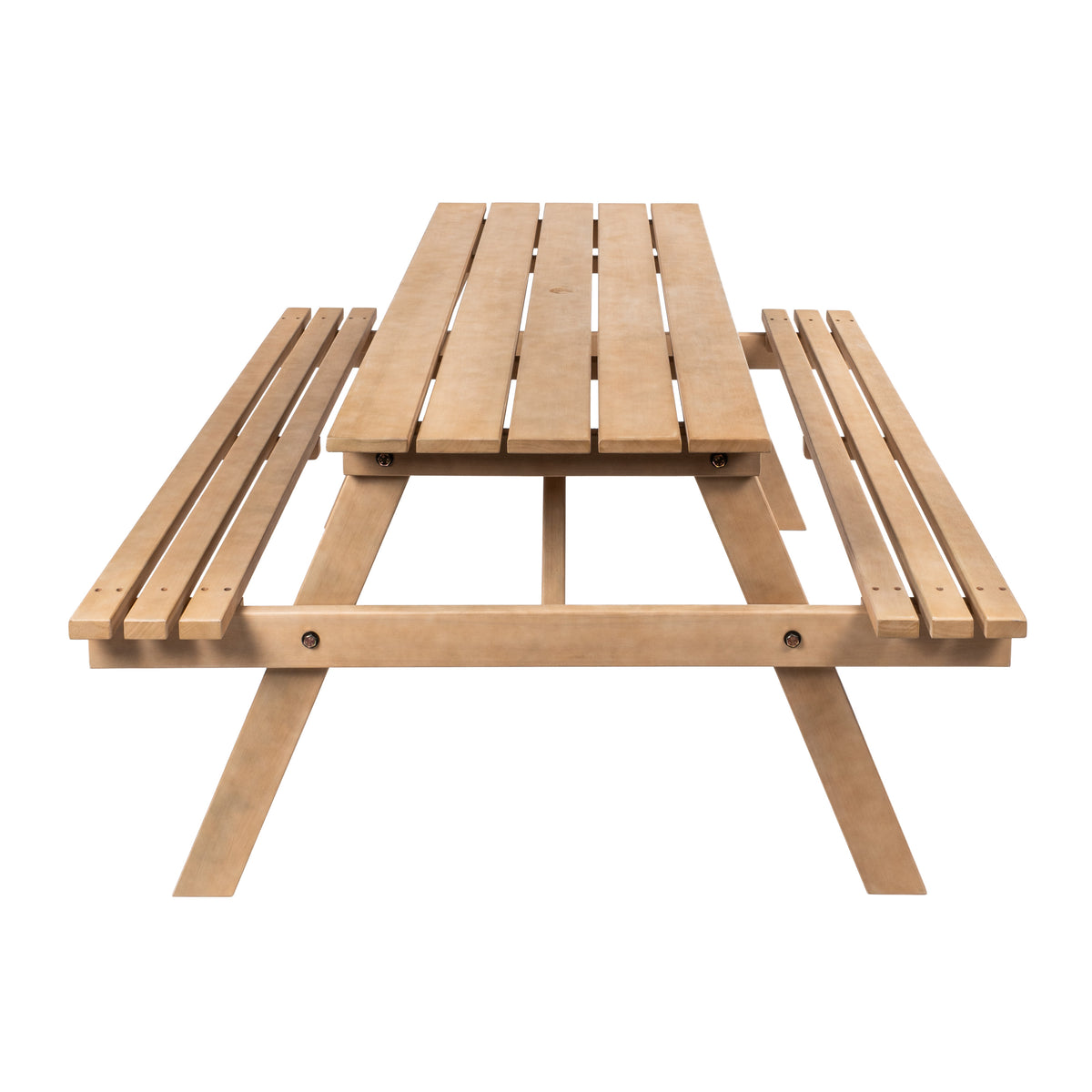 Giantex 59" Modern Classic Outdoor Wood Picnic Table Benches with Umbrella Hole