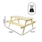 Giantex 59" Modern Classic Outdoor Wood Picnic Table Benches with Umbrella Hole