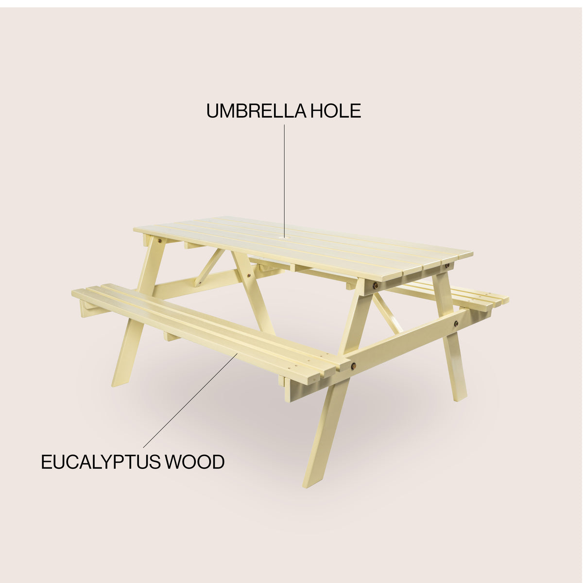 Giantex 59" Modern Classic Outdoor Wood Picnic Table Benches with Umbrella Hole