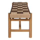 Lunapine 48" 2-Seat Backless 700-Lbs Support Acacia Wood Outdoor Bench With Checkerboard Woven Rope Seat