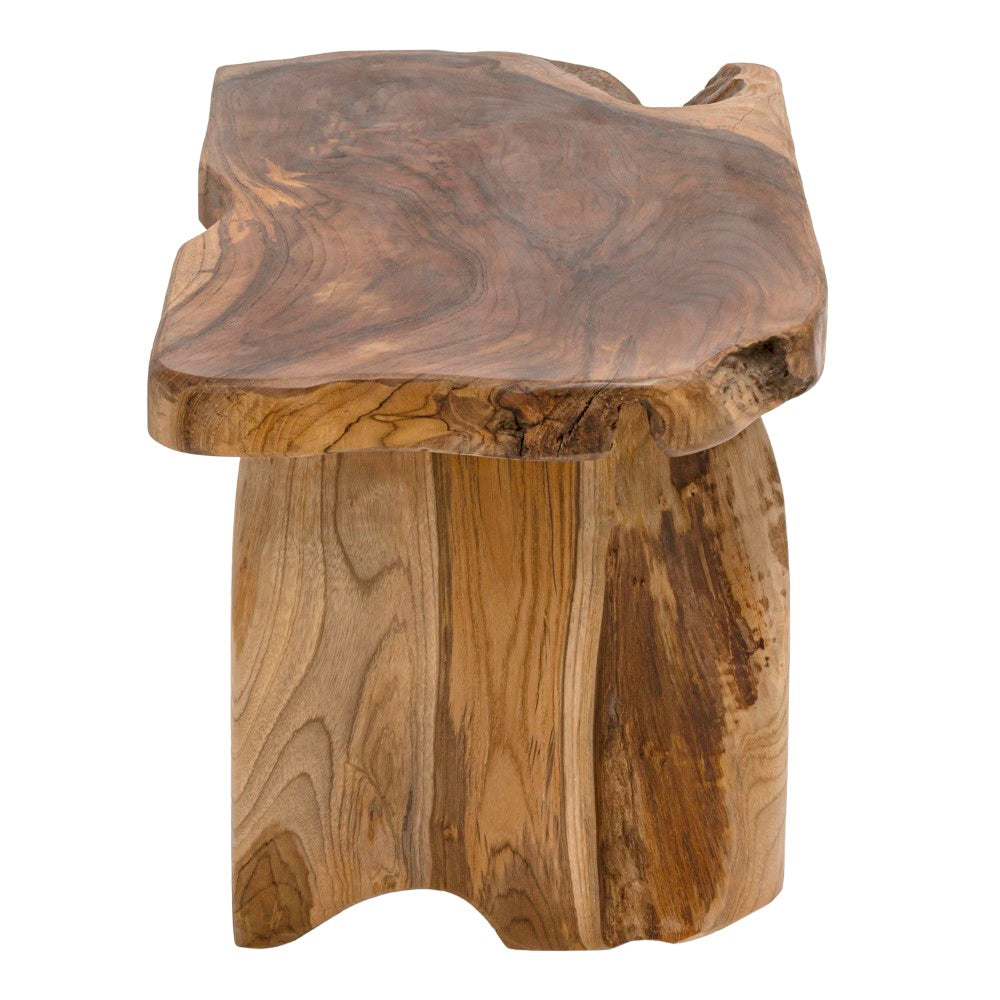 Arvyn 35.4" Handcrafted Rustic Minimalist Live Edge Solid Teak Wood Entryway Bench