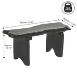 Arvyn 35.4" Handcrafted Rustic Minimalist Live Edge Solid Teak Wood Entryway Bench