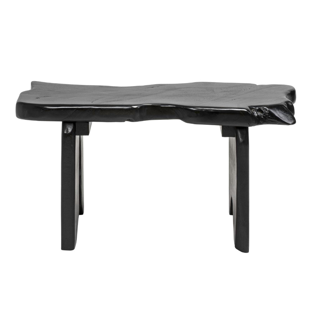 Arvyn 35.4" Handcrafted Rustic Minimalist Live Edge Solid Teak Wood Entryway Bench