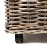 Yael Coastal Hand-Woven "STORAGE" Rattan Basket with Wheels and Handles