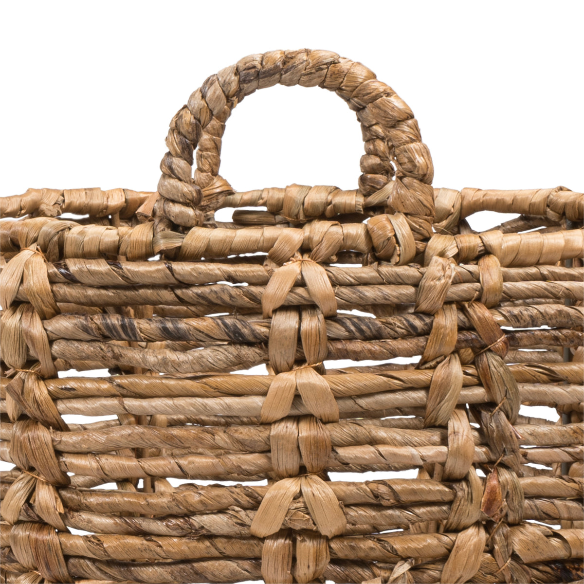 Laurel Bohemian Handwoven Abaca Hamper Basket with Handles