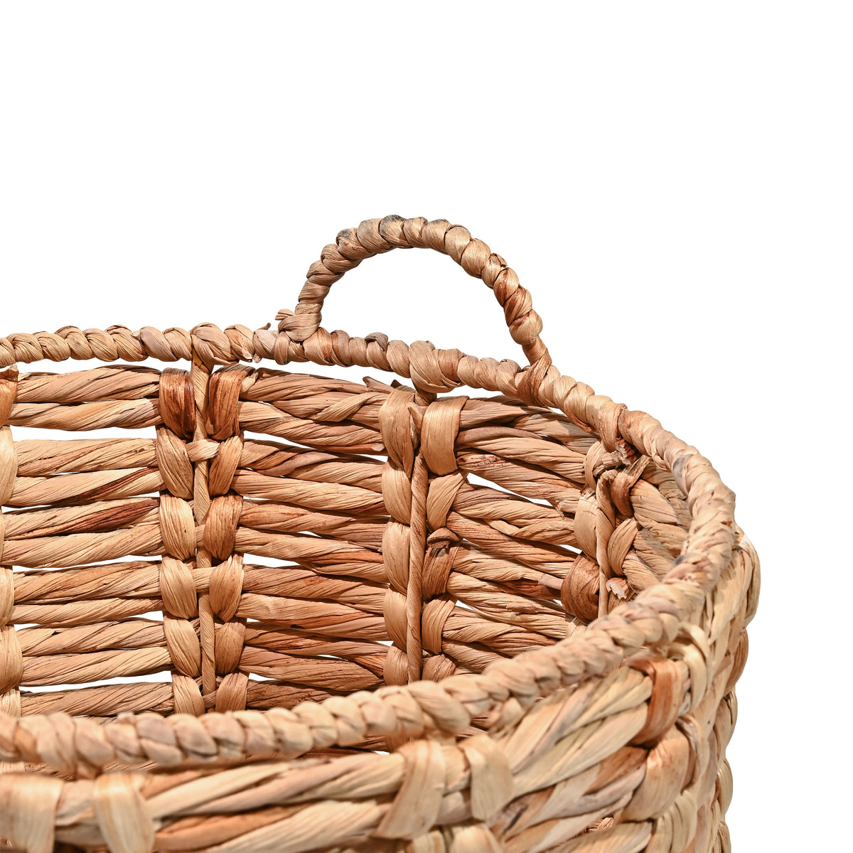 Laurel Bohemian Handwoven Abaca Hamper Basket with Handles