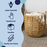 Laurel Bohemian Handwoven Abaca Hamper Basket with Handles