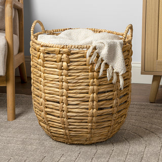 Laurel Bohemian Handwoven Abaca Hamper Basket with Handles