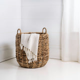 Laurel Bohemian Handwoven Abaca Hamper Basket with Handles